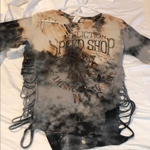 Affliction ripped long sleeved shirt